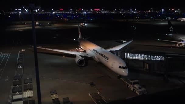 November 2022 Tokyo Japan Haneda Airport Flight Night Ready Take — ストック動画