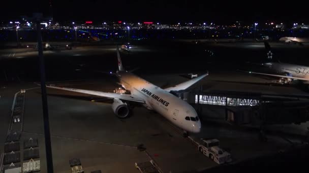 November 2022 Tokyo Japan Haneda Airport Flight Night Ready Take — Stockvideo