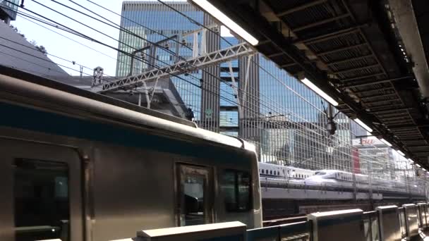 Novembro 2022 Shinkansen Passando Sobre Plataforma Passagem Trem Tóquio Japão — Vídeo de Stock