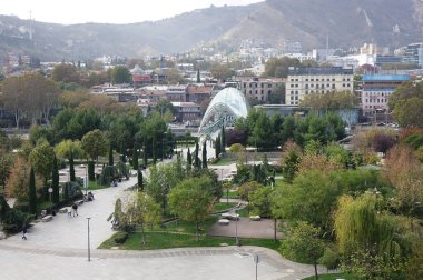 6 Kasım 2023, Tiflis, Gürcistan, eski Gürcistan, trend sembolü, güzel dönüştürülmüş yeşil Barış Köprüsü                               