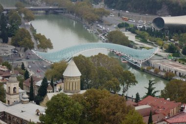 6 Kasım 2023, Tiflis, Gürcistan, trend sembolü, güzel dönüştürülmüş yeşil Barış Köprüsü                               