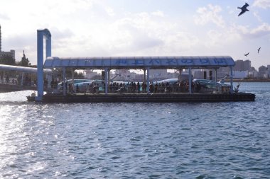 31 Aralık 2023, Tokyo Japonya, Odaiba Sahil Parkı gezi teknesi terminali.