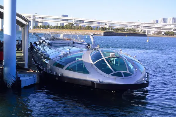 31 Aralık 2023, Tokyo Japonya, Odaiba Sahil Parkı gezi teknesi terminali.