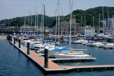     08 / 14 / 2020, Hayama Town, Kanagawa Bölgesi, Japonya, Ağustos, yaz ortası, yakıcı güneşin altında, Hayama Marina, Kanagawa Bölgesi                           