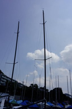  08 / 14 / 2020, Hayama Marina, Kanagawa Bölgesi, Japonya, Ağustos ayı ortasında marina sahnesi                              