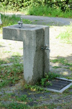  A drinking fountain along the promenade along Yokosuka coast in midsummer                              