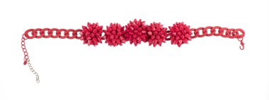 red spiky dog collar isolated on white background