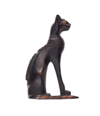 egyptian cat goddess figurine isolated on white background