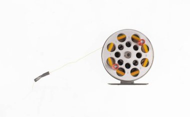 spinning rod isolated on white background