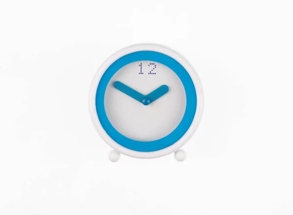 Blue Alarm Clock Isolated White Background — Stok fotoğraf