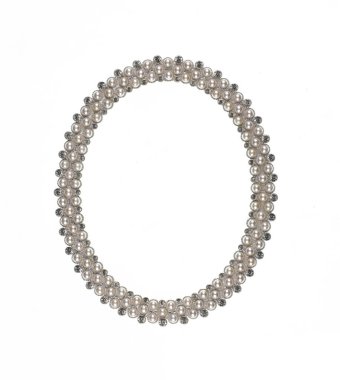 vintage silver oval frame isolated on white background