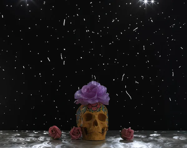 Day Dead Sugar Skull Flowers — Stok fotoğraf