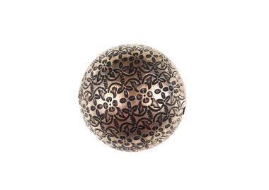 vintage bronze decorative ball with pattern isolated on white background