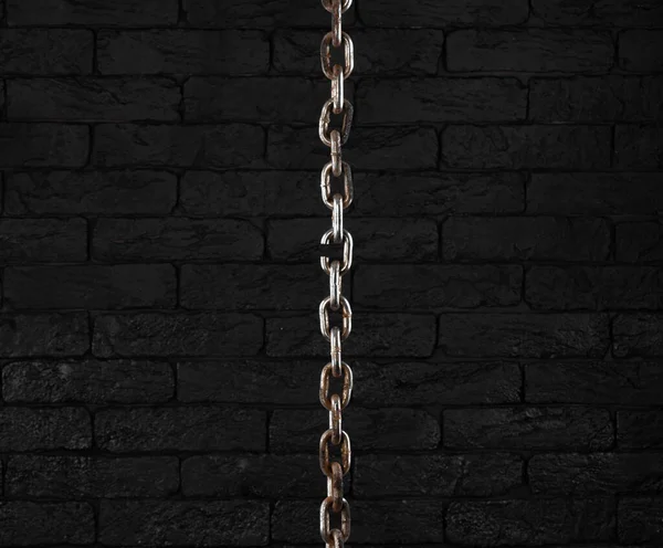 chain with broken link on black background