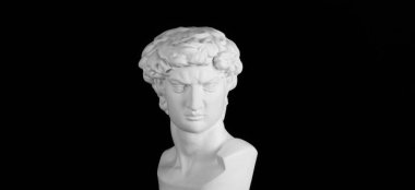 ancient greek gypsum human head isolated on white background