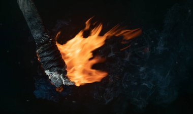 torch fire texture on black background