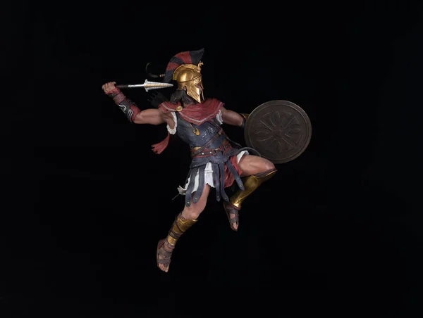 spartan warrior isolated on black background