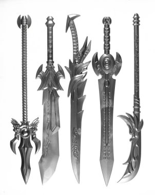 fantasy silver sword isolated on white background