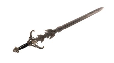 Beyaz arka planda izole edilmiş şövalye kılıcı.