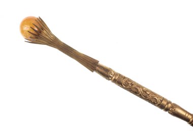 golden staff, scepter isolated on white background