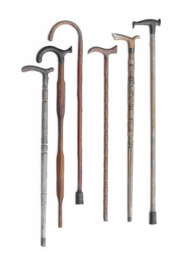 wooden sticks for walking isolated on white background