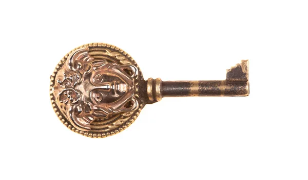 Šperky Starověký Klíč Izolované Bílém Pozadí — Stock fotografie