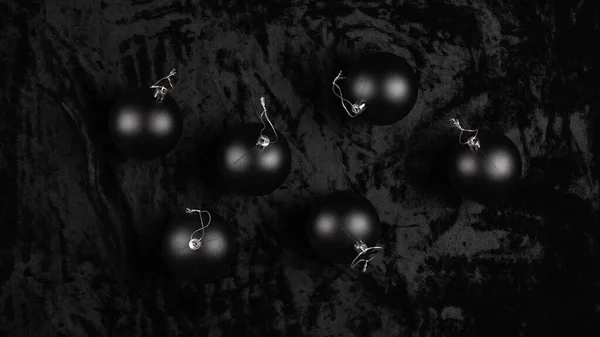 Black Christmas Balls Black Velvet — Stock Photo, Image