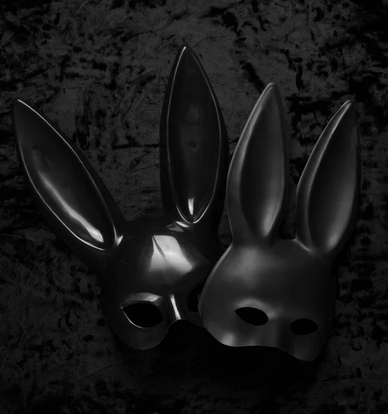 Black Rabbit Mask Black Velvet — Stock Photo, Image