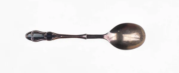Vintage Cupronickel Spoon Isolated White Background — Stock Photo, Image