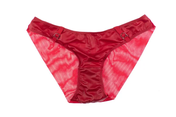 Red Leather Female Panties Isolated White Background — Stock Photo, Image