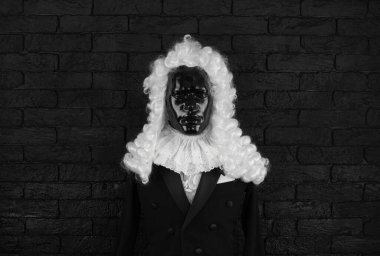 Antika Yargıç beyaz peruk, avukat peruğu