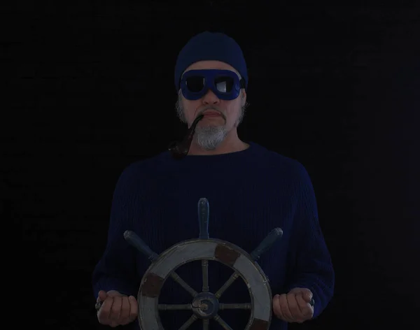 古いひげそり船の船長の肖像画 — ストック写真
