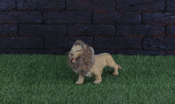 Lví Hračky Trávě — Stock fotografie