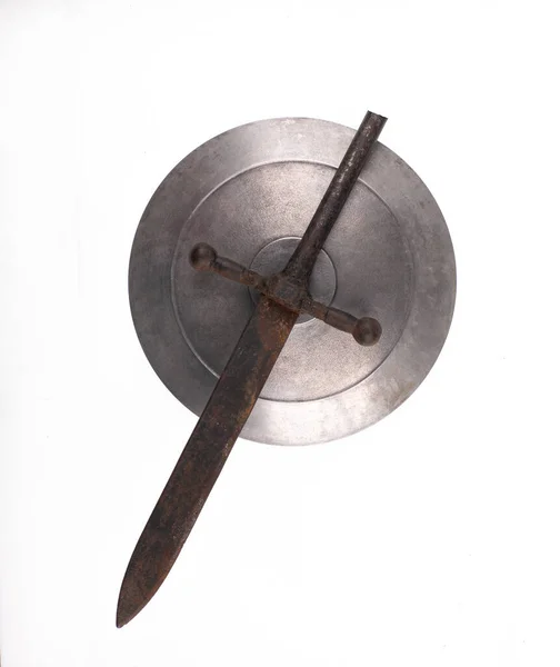 stock image shield and sword isolated on white background