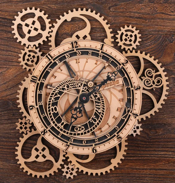 Wooden Infinity Clock Wooden Background — Stock Photo, Image