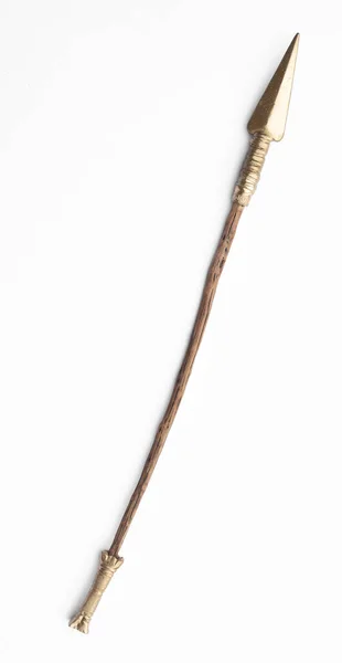 Golden Medieval Spear Isolated White Background — Stockfoto