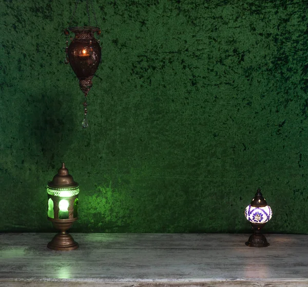 Ramadán Arabská Lampa Černém Pozadí — Stock fotografie