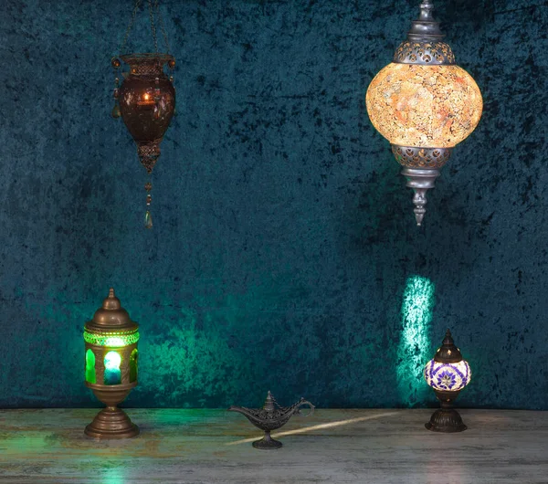 Ramadan Arabische Lampe Auf Schwarzem Hintergrund — Stockfoto