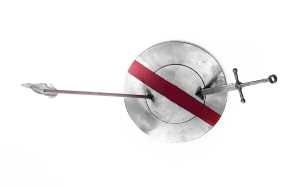 Stuck Spear Shield — Stock Photo, Image