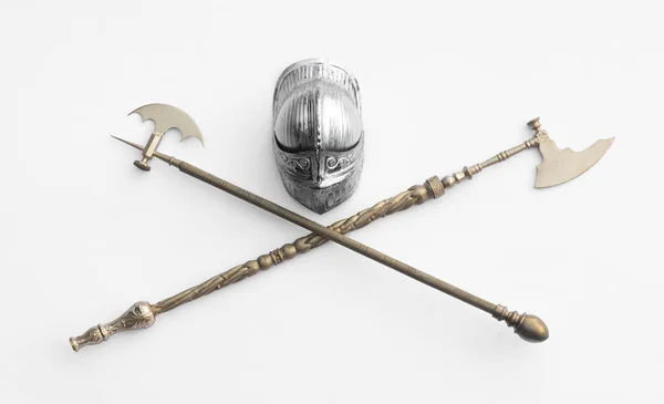 Arma Medieval Halberd Isolado Fundo Branco — Fotografia de Stock