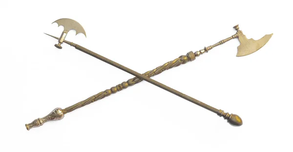 Arma Medieval Halberd Isolado Fundo Branco — Fotografia de Stock