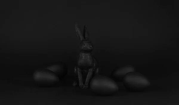 Black Eggs Black Rabbit — Stock Photo, Image