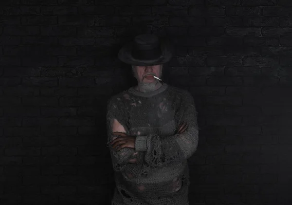 Pis Paçavra Şapkalı Adam — Stok fotoğraf