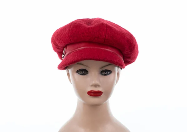 Μανεκέν Κόκκινο Καπέλο Μαλλί — Φωτογραφία Αρχείου