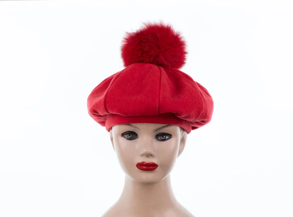 Μανεκέν Κόκκινο Καπέλο Μαλλί — Φωτογραφία Αρχείου