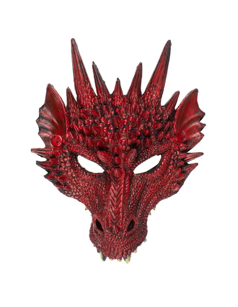 Máscara Dragão Vermelho Isolado Fundo Branco — Fotografia de Stock