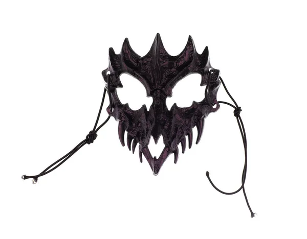 black scary fantasy mask with teeth isolated on white background