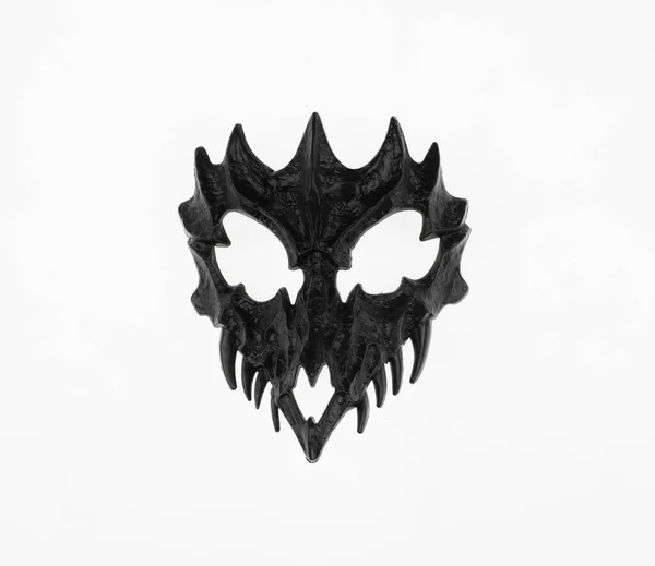Schwarze Gruselige Fantasie Maske Mit Isolierten Zähnen Auf Weißem Hintergrund — Stockfoto