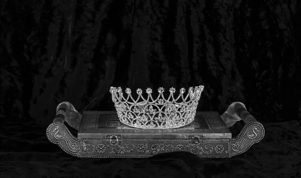 黑色天鹅绒的皇冠女王 — 图库照片