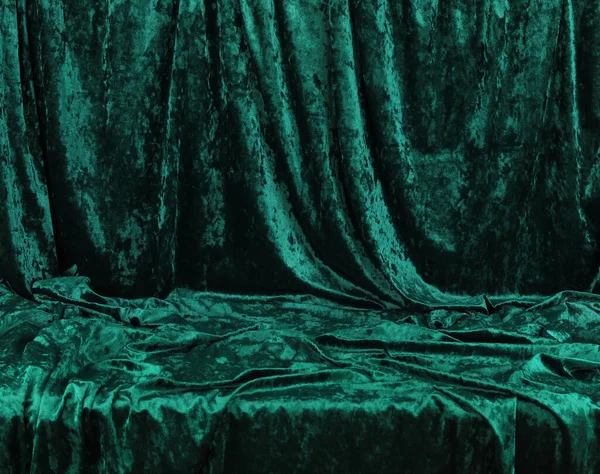 Bright Crumpled Green Velvet Background — Stock Photo, Image